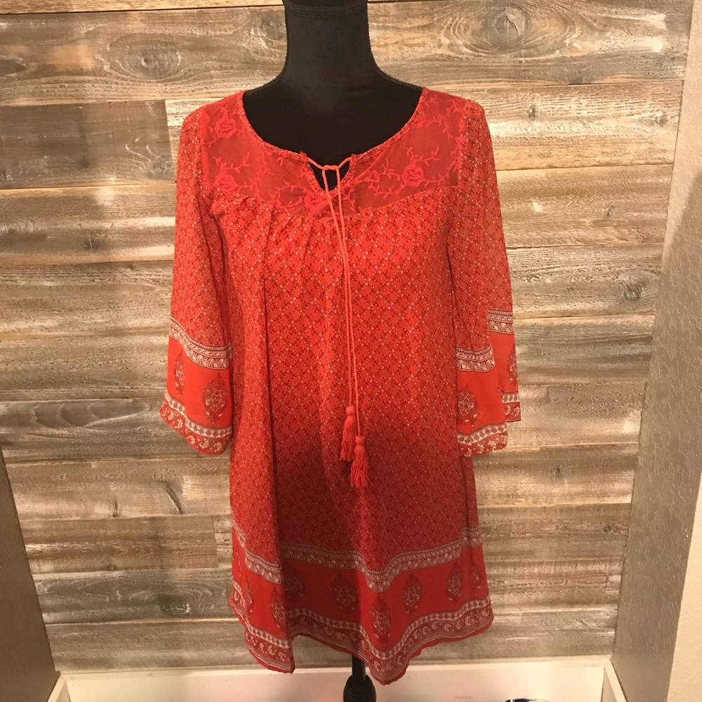 Red bohemian dress